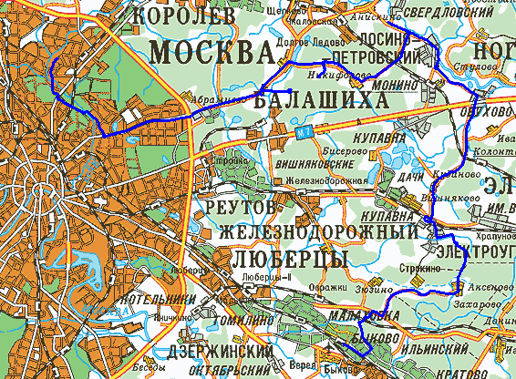 Железнодорожный карта города с улицами московской области